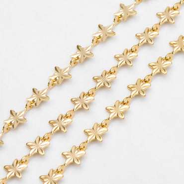 Gold Star Chain, 18K Real Gold plated Brass Chain, Quality Chain for Necklace Wholesale (#LK-570)/ 1 Meter=3.3ft