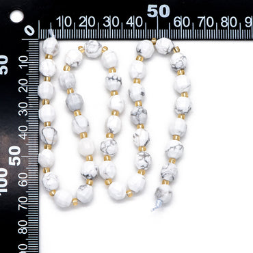 7x7.5mm Natural White Howlite Stone, Bicone Beads For Jewelry Making, Faceted Prism Gemstone Beads, Full 14.5 inch strands (TR-032)