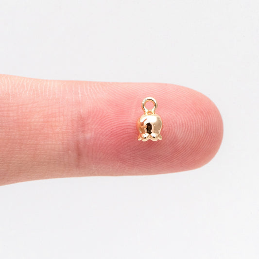10pcs Tiny Flower Charm, Real Gold plated Brass, Flower Bud Charms (GB-3799-4)