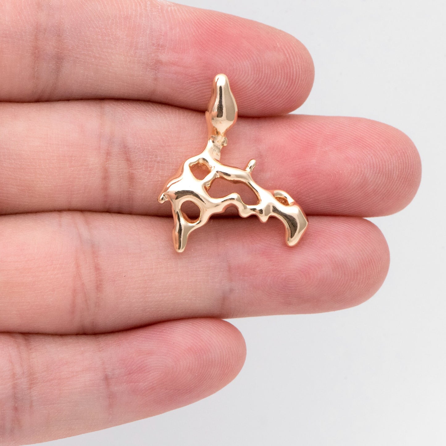 10pcs Gold Melting Irregular Ear Posts, 18K Gold plated Brass, Melting Earrings (GB-3150)