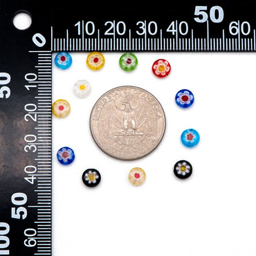 6-7mm Mix Color Flat Round Beads, Lampwork Glass Beads - (LL-53)/ 60Pcs