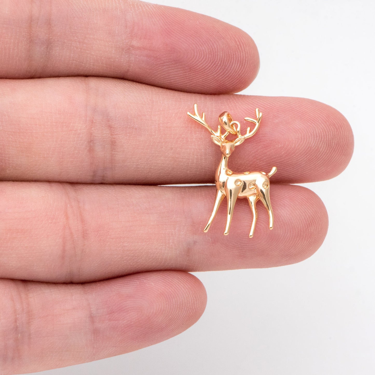 4pcs Gold Deer Charms with Bail, Jewelry Making, Diy Material, Jewelry Supplies (GB-2517-H)