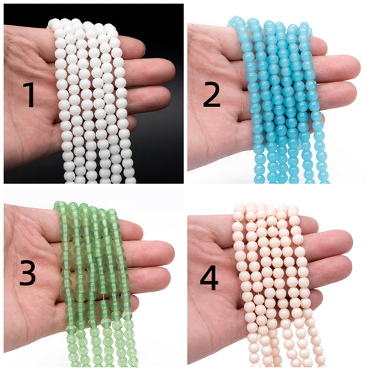 65pcs Smooth Round Glass beads 6mm, Full strand (GM-043)