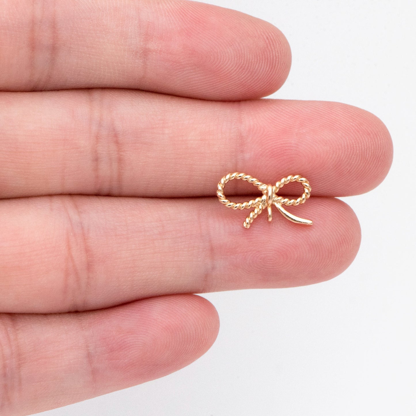 4pcs Gold plated Brass Bow Knot Ear Posts 14x10mm, Bowknot Stud Earrings (GB-747-B)
