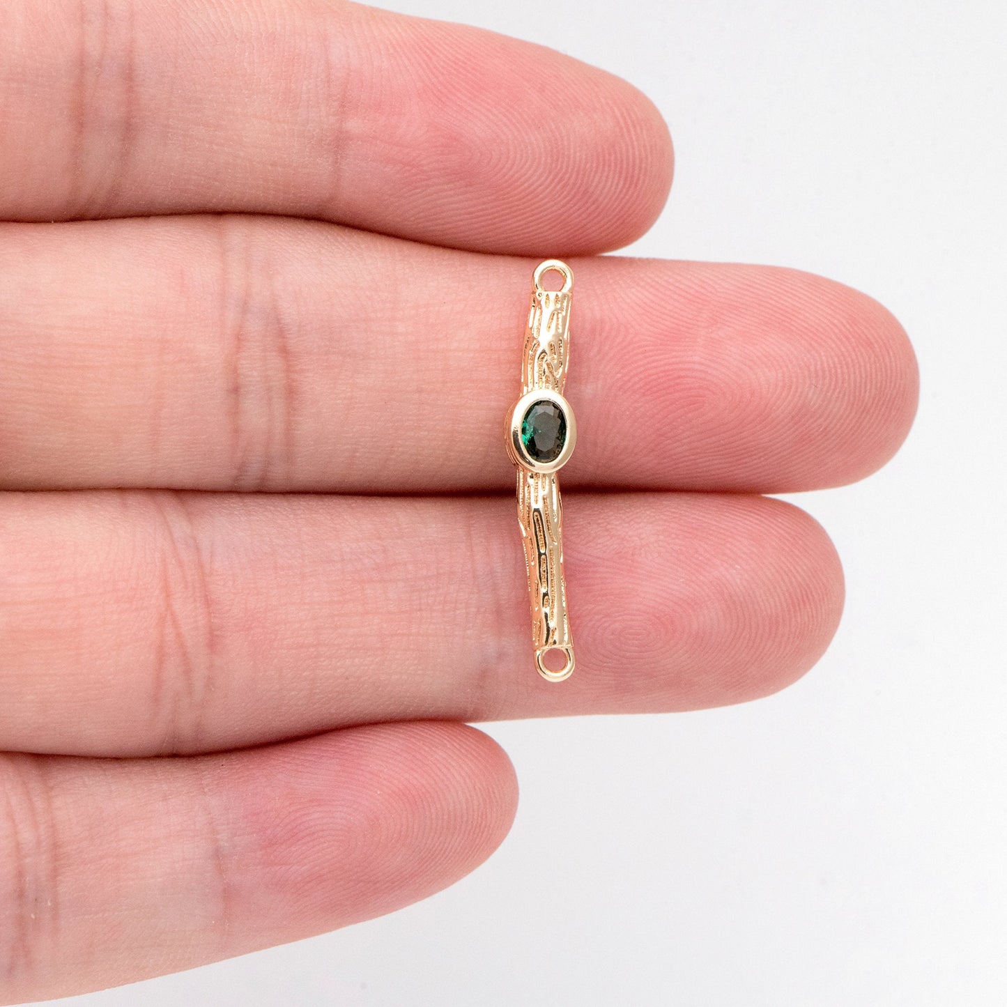 10pcs CZ Pave Bar Connector 27mm, Real Gold plated Brass, Cubic Zirconia Stick Charms (GB-3234)