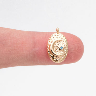 4pcs Gold Oval Moon Star Charms, Earring Findings, Jewelry Making, Diy Material, Jewelry Supplies (GB-2433-E)