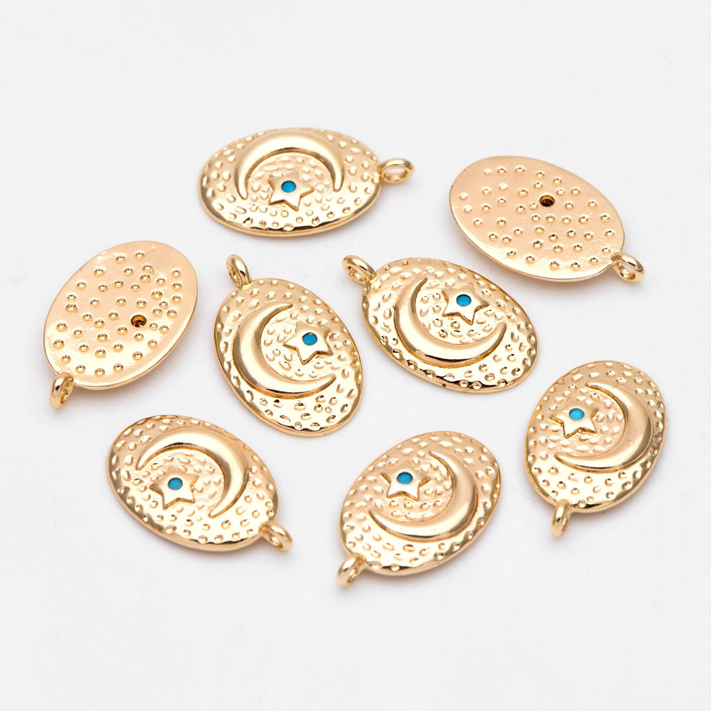 4pcs Gold Oval Moon Star Charms, Earring Findings, Jewelry Making, Diy Material, Jewelry Supplies (GB-2433-E)