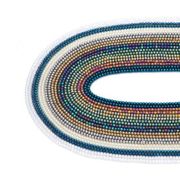 175pcs Smooth Round Glass beads 2mm, Metallic Color beads, 14" Strand (GM-038)