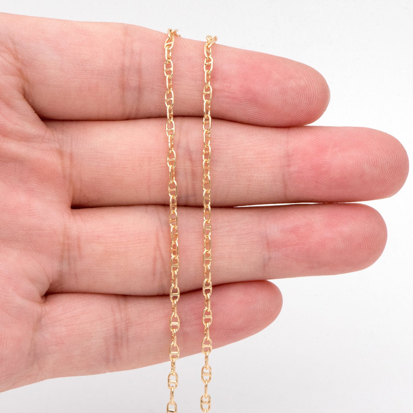 Dainty Mariner Anchor Chain 2mm, Oval Link Chain, 18K Gold plated Brass Chain, Necklace Findings Wholesale (#LK-583)/ 1 Meter=3.3 ft