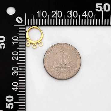 20pcs Raw Brass Round Leverback Earrings, Brass Ear Hooks with Three Loops (RB-310)