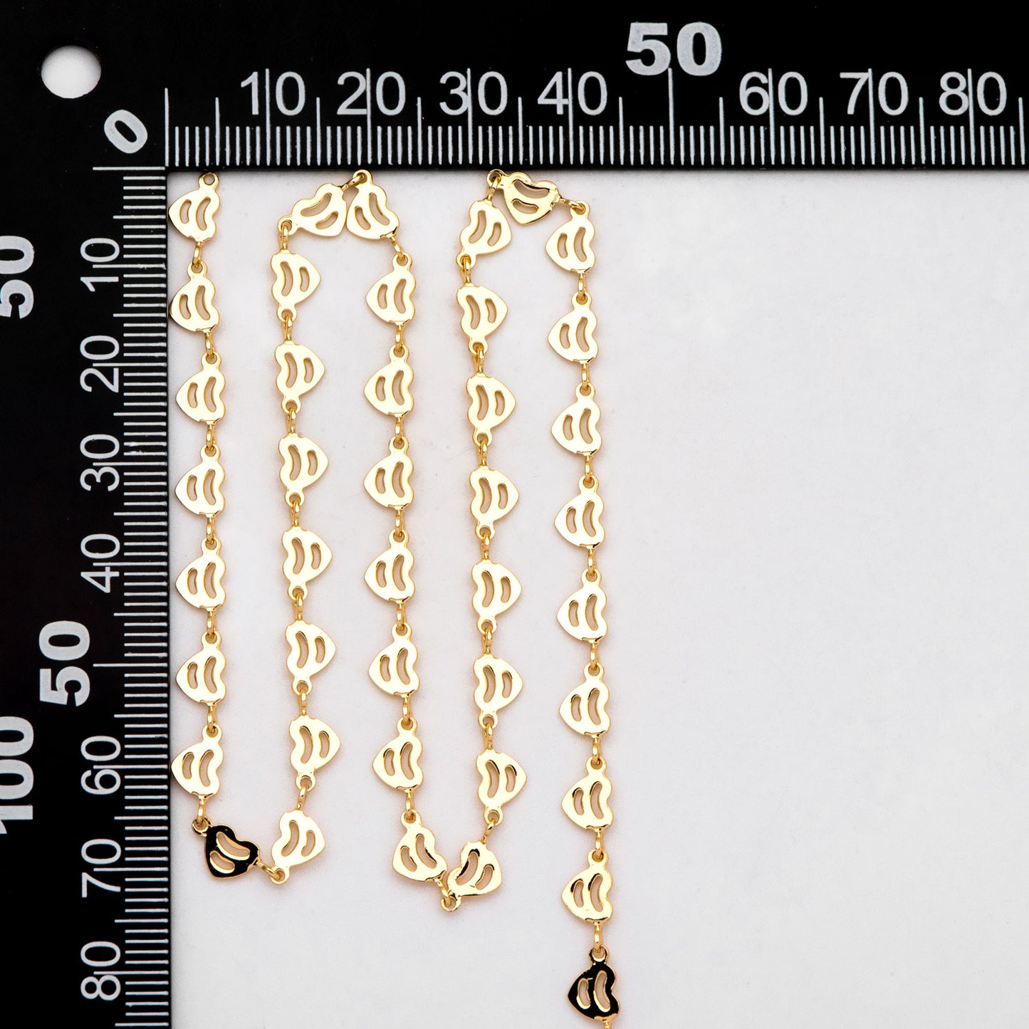 18K Gold plated Brass Heart Chain 5mm (#LK-566)/ 1 Meter=3.3 ft