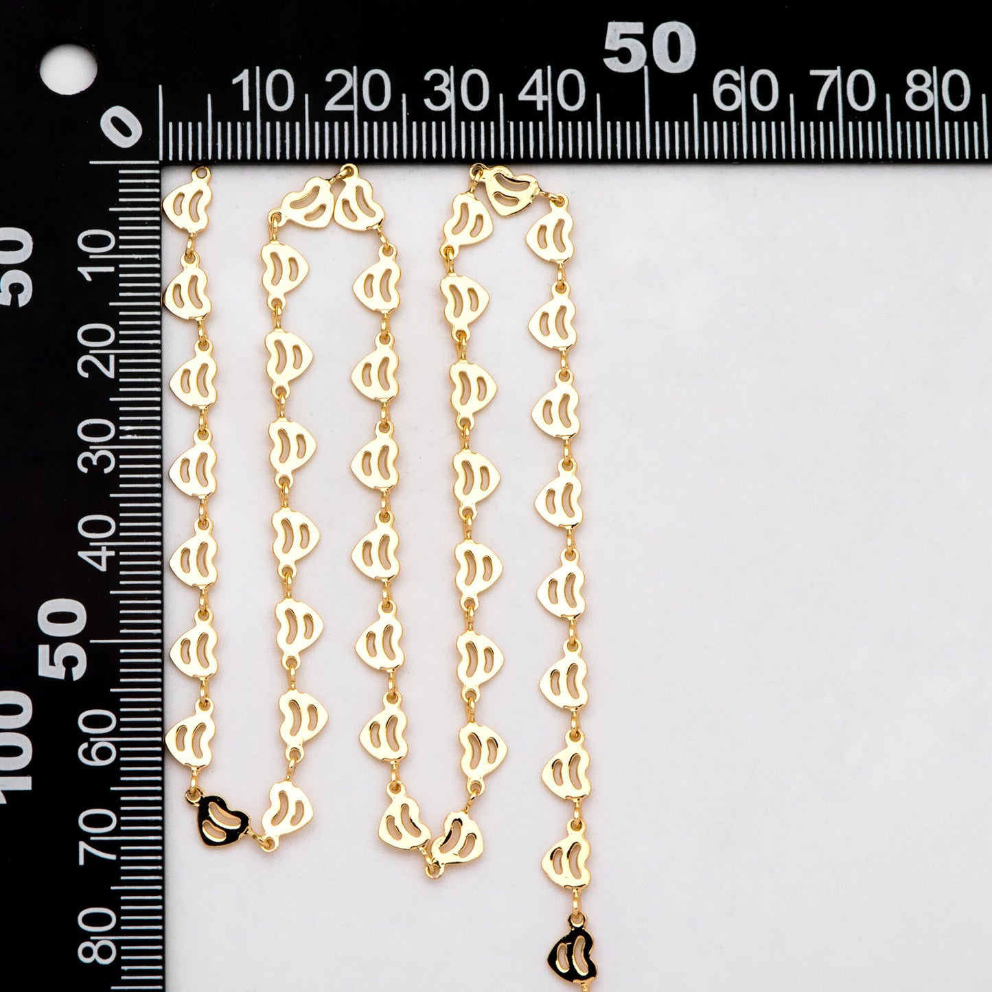 18K Gold plated Brass Heart Chain 5mm (#LK-566)/ 1 Meter=3.3 ft
