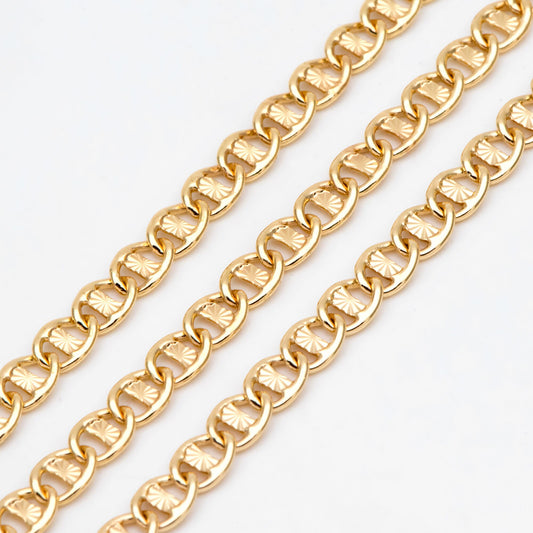 Dainty Mariner Anchor Chain 4.4mm, Oval Link Chain, 18K Gold plated Brass Chain, Necklace Findings Wholesale (#LK-567)/ 1 Meter=3.3 ft