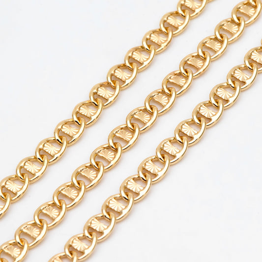 Dainty Mariner Anchor Chain 4.4mm, Oval Link Chain, 18K Gold plated Brass Chain, Necklace Findings Wholesale (#LK-567)/ 1 Meter=3.3 ft