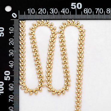 Gold plated Brass Chevron Leaf Chain 5.3mm, Decorative Herringbone Chain, Arrow Designer Chain (#LK-568)/ 1 Meter=3.3ft