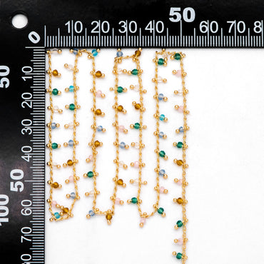 Gold Beaded Chain, Curb Chain with 2mm Round Beads, DIY Necklace Bracelet Chain Supplies (#LK-574)/ 1 Meter=3.3ft