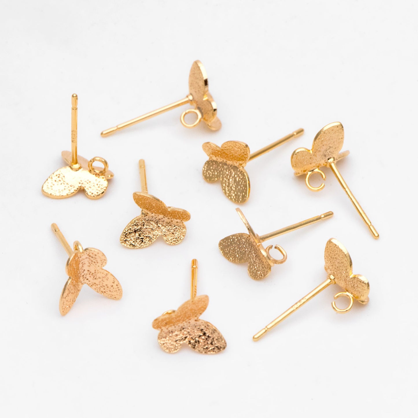 10pcs Gold Butterfly Stud Earring with Loop, DIY Earring Components, Jewelry Making Supplies (GB-3201)