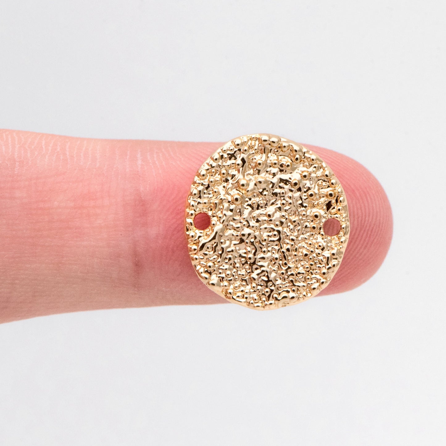 10pcs Gold/ Silver Round Rough Disc Connectors 16mm, Gold/ Rhodium plated Brass Coin Disk Charms (GB-1422-B)