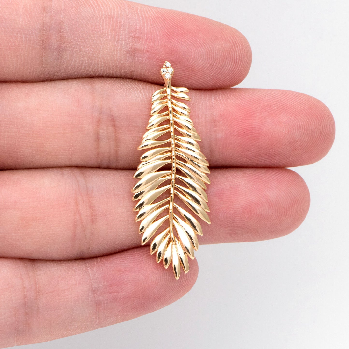 4pcs CZ pave Gold Leaf Ear Posts, Dainty Feather Earrings, Jewelry Making, Diy Material, Jewelry Supplies (GB-3172)