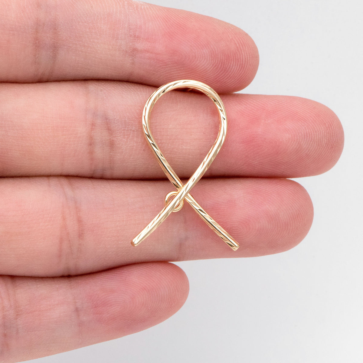 4pcs Gold Curved Rope Earring With A Loop, Gold plated Brass Knot Stud Earrings (GB-747-F)