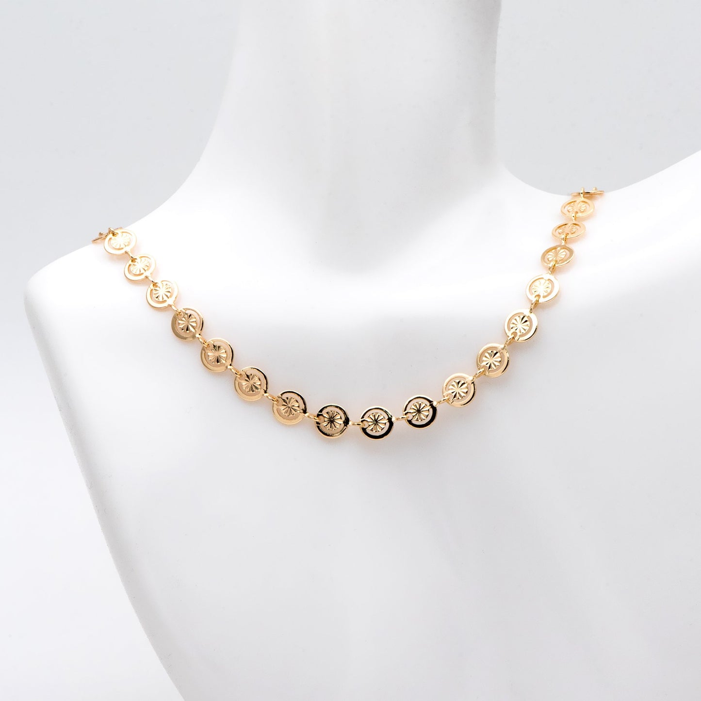 Gold/ Silver Round Disc Chains 6mm, Gold/ Rhodium plated Brass, Disk Coin Geometric Chain (#LK-582)/ 1 Meter=3.3ft