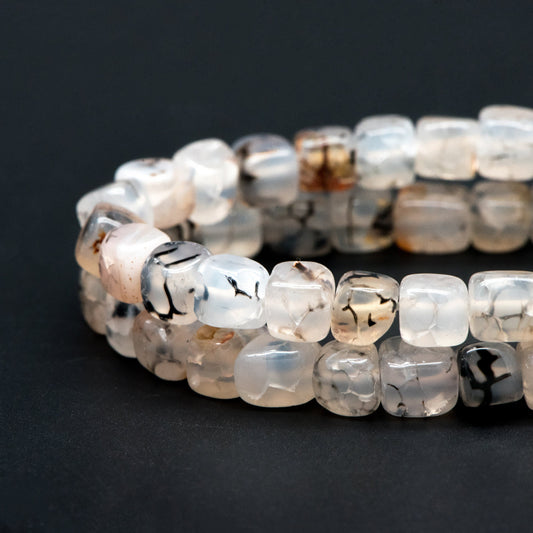 7mm Natural Cube Agate Beads, Cube Gemstone Beads, Full 14.5 inch strands (TR-040)