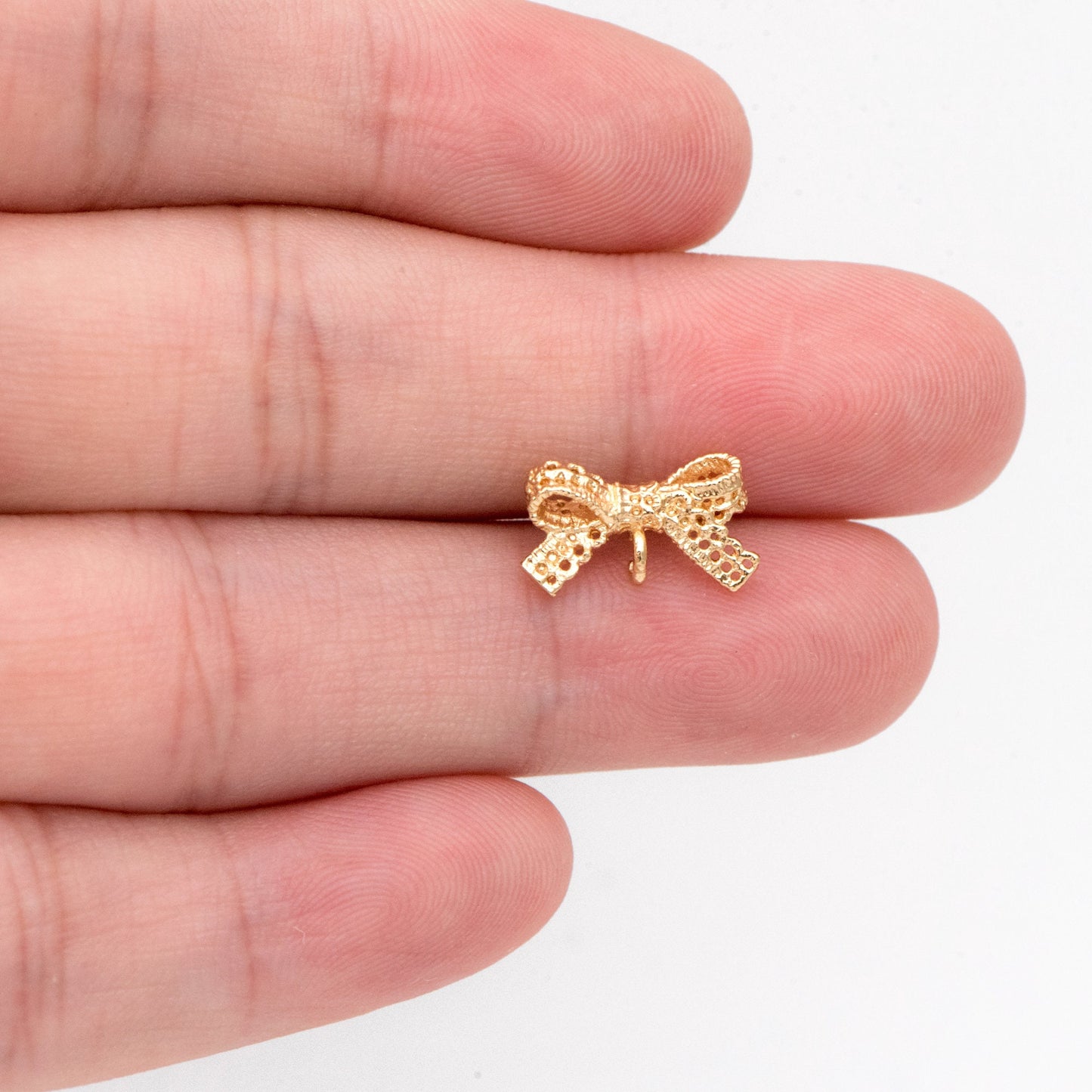 10pcs Gold plated Brass Bow Knot Earring with Loop 13x8mm, Bowknot Stud Earrings (GB-3219)