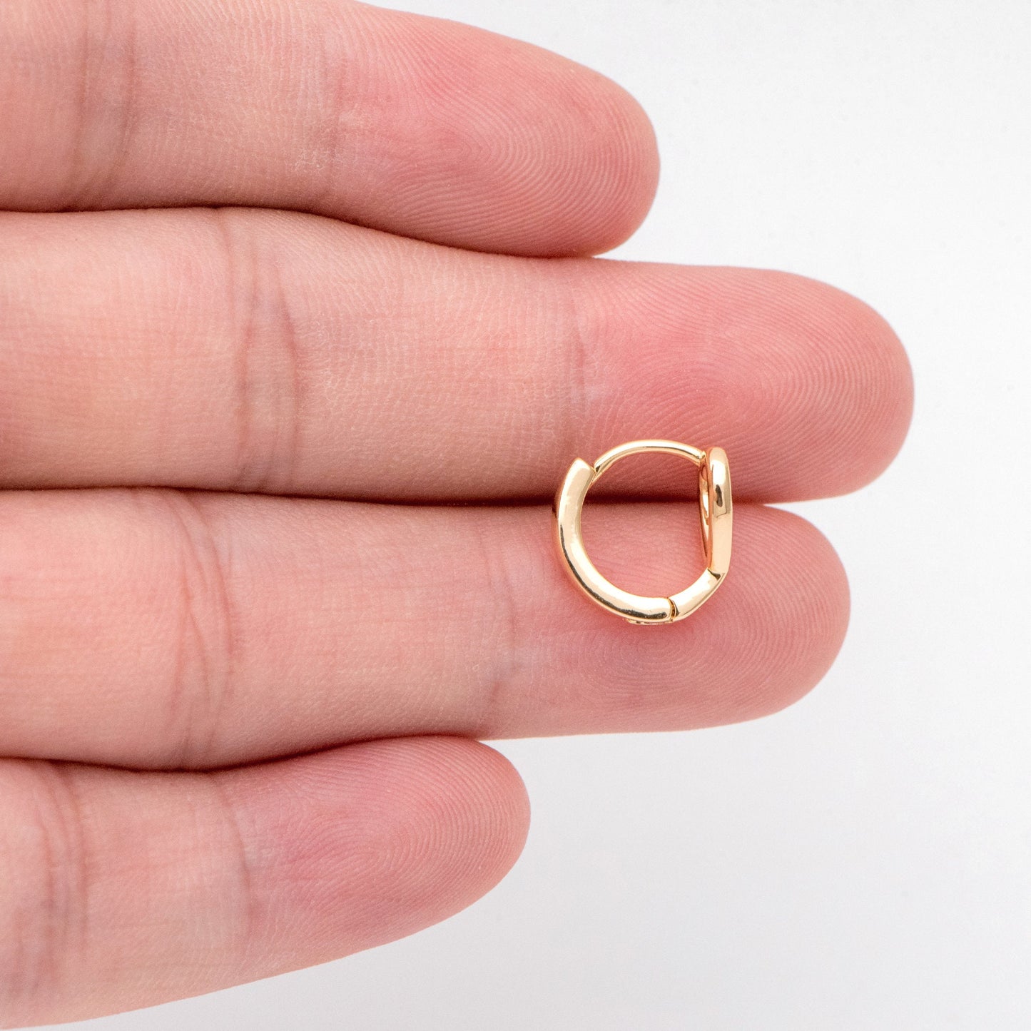 10pcs Gold Heart Hoop Earrings, 18K Gold plated Brass, Huggie Earrings, Minimalist Earring, Small Gold Hoops Earring (GB-3208)