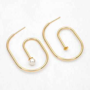 4pcs Gold Minimalist Earring Hook, Pearl Peg Earring Mounts,Half Drilled Pearl Post Earring Settings (GB-3280)