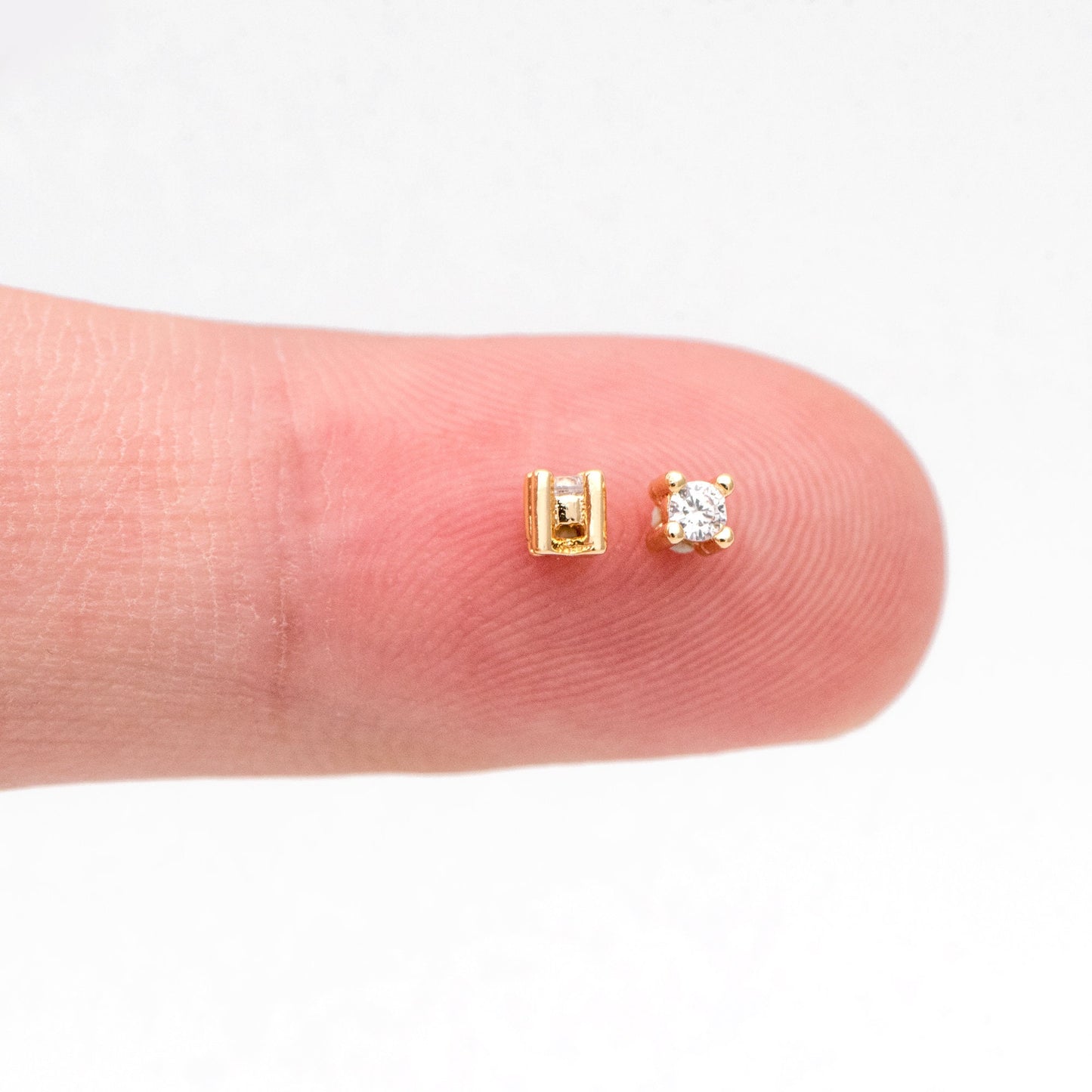 10pcs CZ pave Gold/ Silver Cube Beads 2.5/ 4mm, 18K Gold/ Rhodium plated Brass Spacer Beads, Jewelry Making Diy Material Supplies (GB-3192)