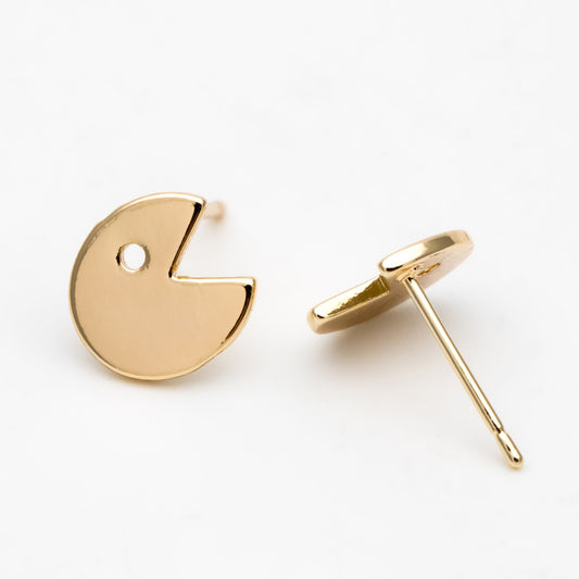 10pcs Gold Round Ear Posts 10x10mm, Gold Plated Brass Minimalist Stud Earrings (GB-3295)