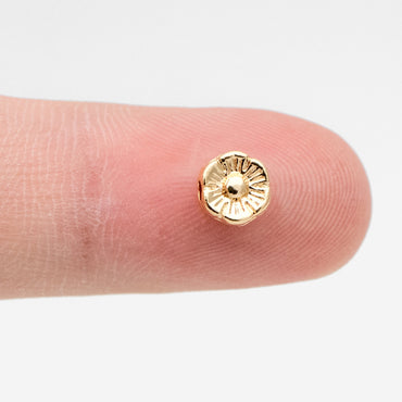 10pcs Gold Flower Spacer Beads 6mm, Real Gold plated Brass Spacer Beads (GB-3296)