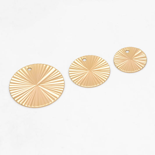 10pcs Gold/ Silver Round Disc Charms 12/ 15/ 20mm, 18K Gold/ Rhodium plated Brass Disk Pendants (GB-3274)