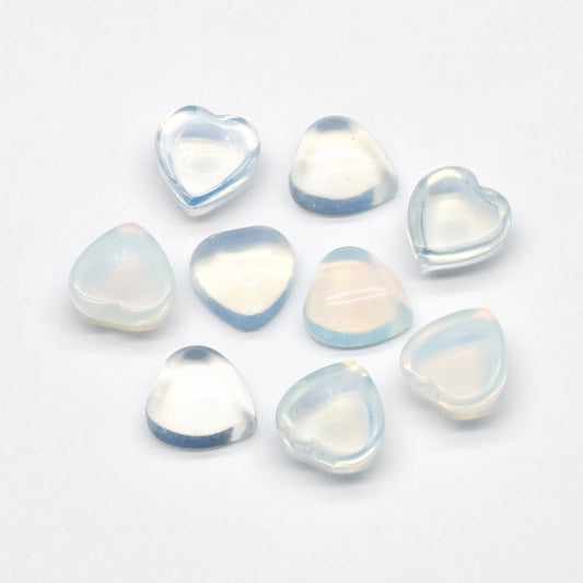10pcs Heart Gemstone Cabochon for Jewelry Making, 10mm Heart Flatback Cabs Wholesale (No Hole) (TR-065)