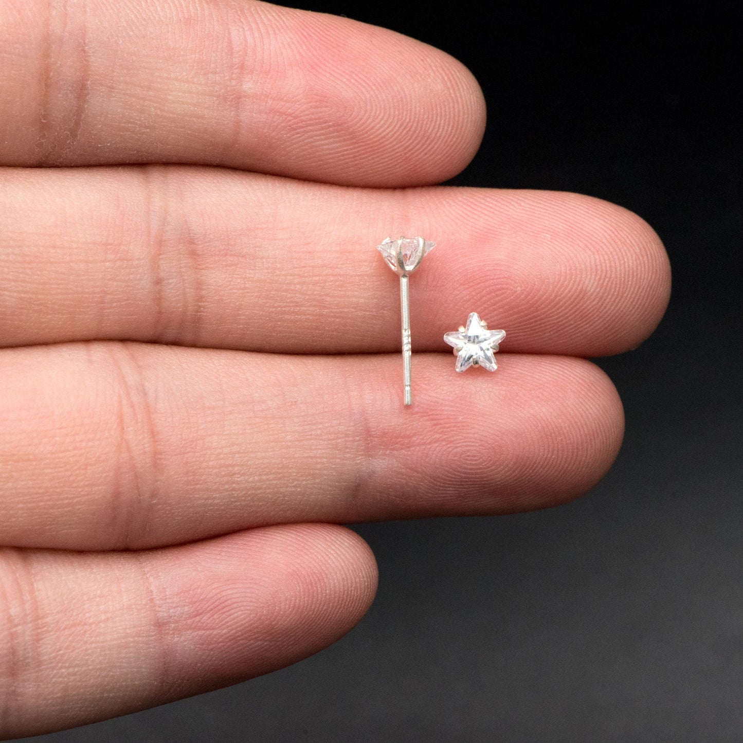 10pcs Sterling Silver Star Stud Earring, Tiny Minimalist Earring, Cubic Zirconia Ear Findings, Hypoallergenic Earrings Wholesale (CY-030)