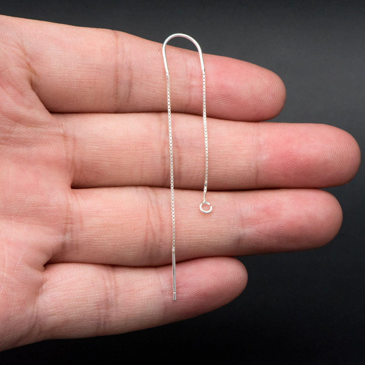 10pcs Sterling Silver Threader Earrings, .925 Silver Box Chain, Earwire Thread with Open Jump Ring (CY-033)