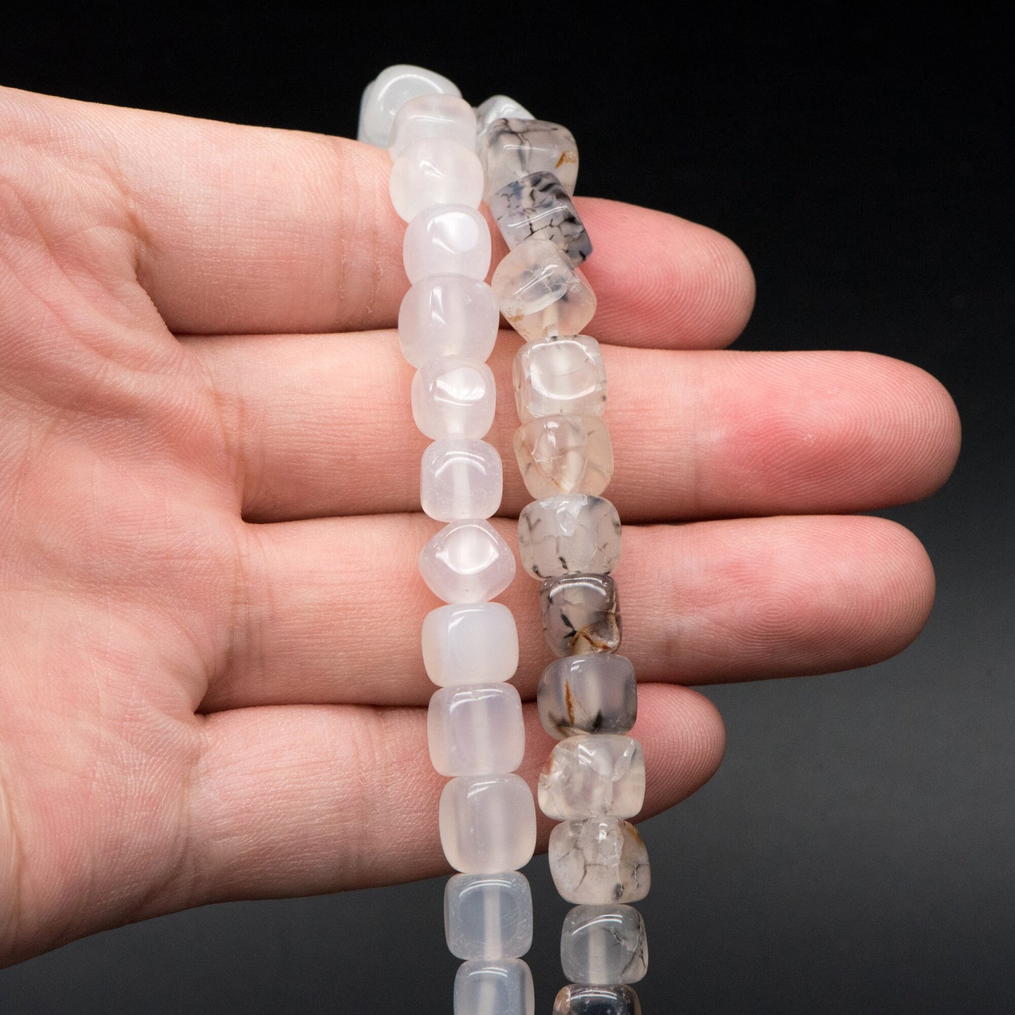 7mm Natural Cube Agate Beads, Cube Gemstone Beads, Full 14.5 inch strands (TR-040)