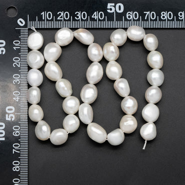 Freshwater Potato Pearls 9mm, White Nugget Pearls, Nautural Baroque Pearls (PL-74)/ 14.5" full strand