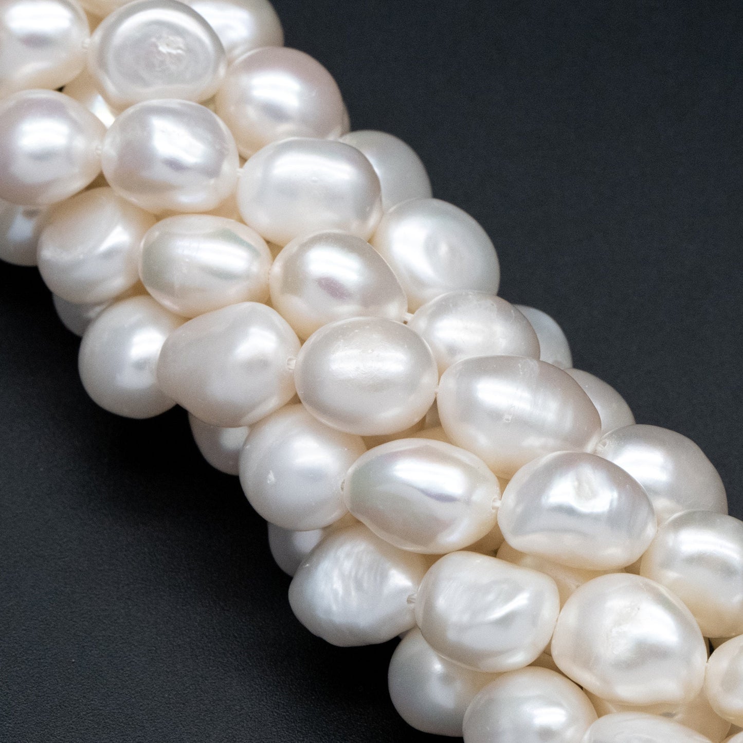 Freshwater Potato Pearls 9mm, White Nugget Pearls, Nautural Baroque Pearls (PL-74)/ 14.5" full strand