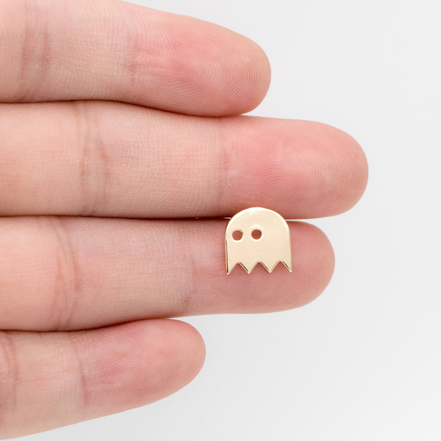 10pcs Gold Ghost Ear Posts 10x10mm, Gold Plated Brass Minimalist Stud Earrings (GB-3312-D)