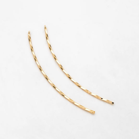 10pcs Gold plated Brass Twist Bar Pendants 66x10mm, Earring Component Charms (GB-3297)