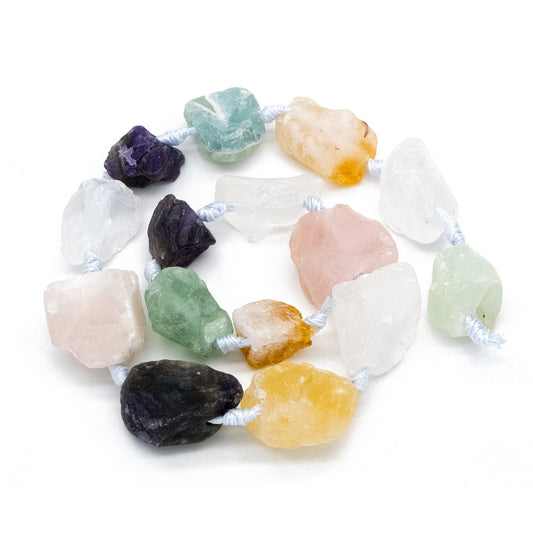 Natural Raw Crystal Nugget, Rough Gemstone Rocks, Raw Quartz Stone Beads, Mix Color Full strands (TR-052)