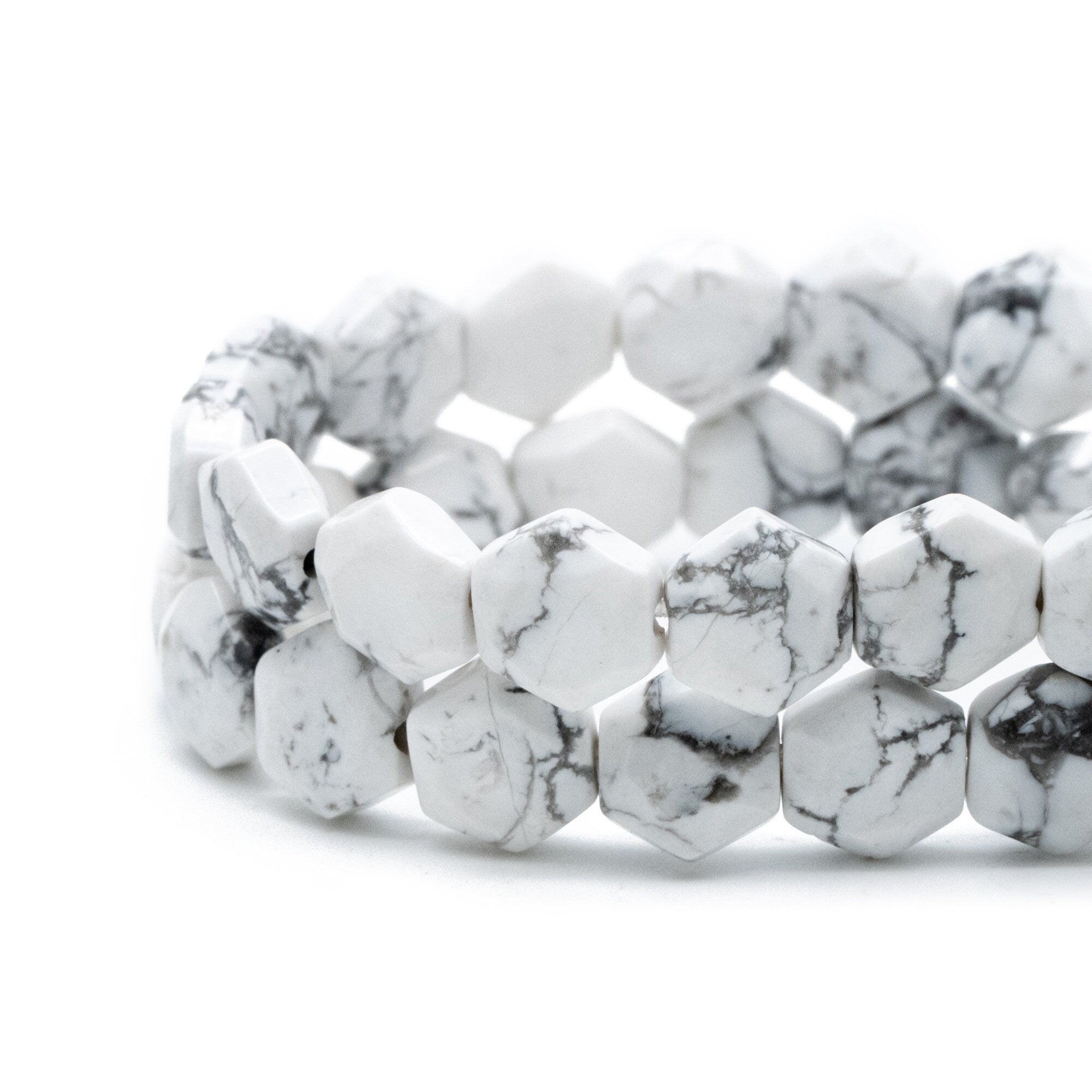 25pcs Hexagon Gemstone Beads, 9x8mm, Bracelet Beads, Beads Supply (TR-069)