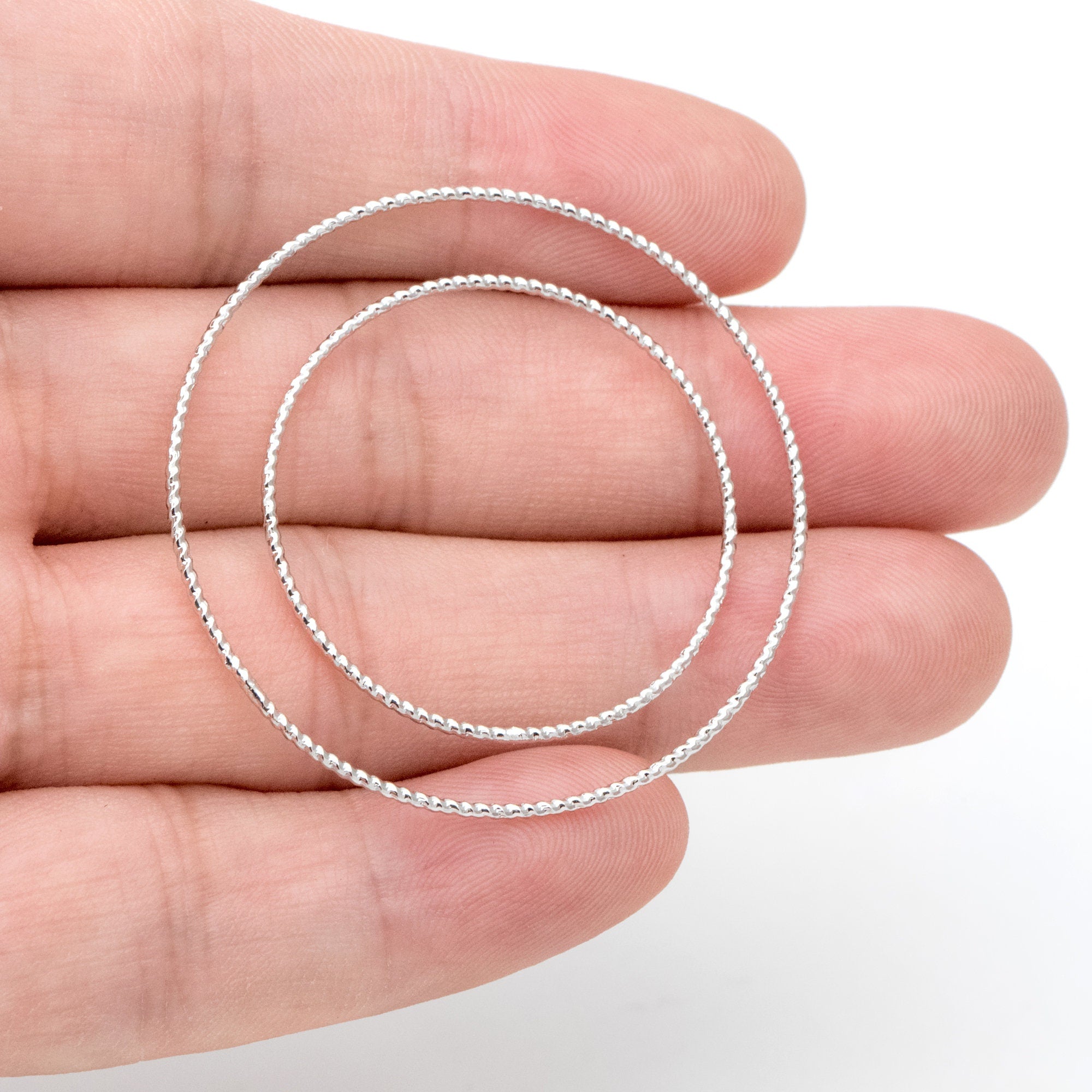 10pcs Silver Tone Round Ring 30/ 40mm, Rhodium plated Brass, Geometric Hoop Circle (GB-3303)