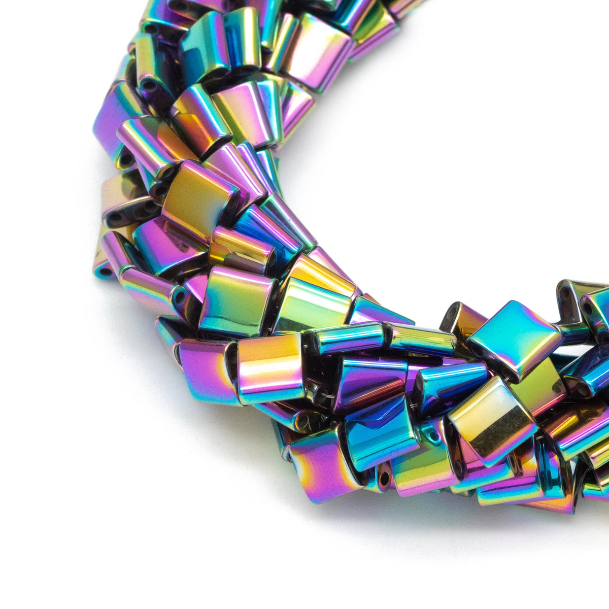 75pcs 2 Hole Beads, Tila Hematite Beads, 5mm, Perfect for Bracelets, Metallic Color (V6104)