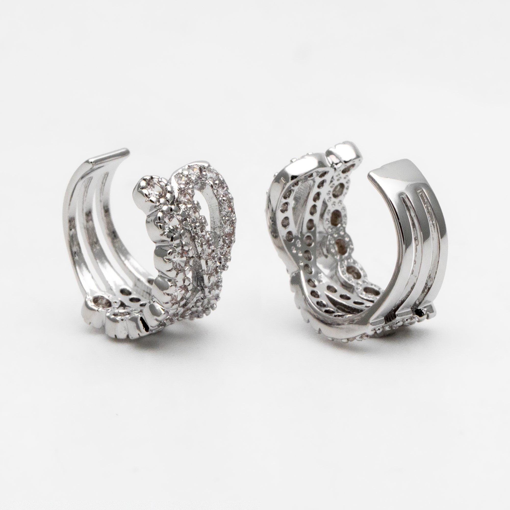 4pcs CZ Pave Gold/ Silver/ Rose Gold Ear Cuff, Cartilage, Dainty Earcuff Earring (GB-1335-E)