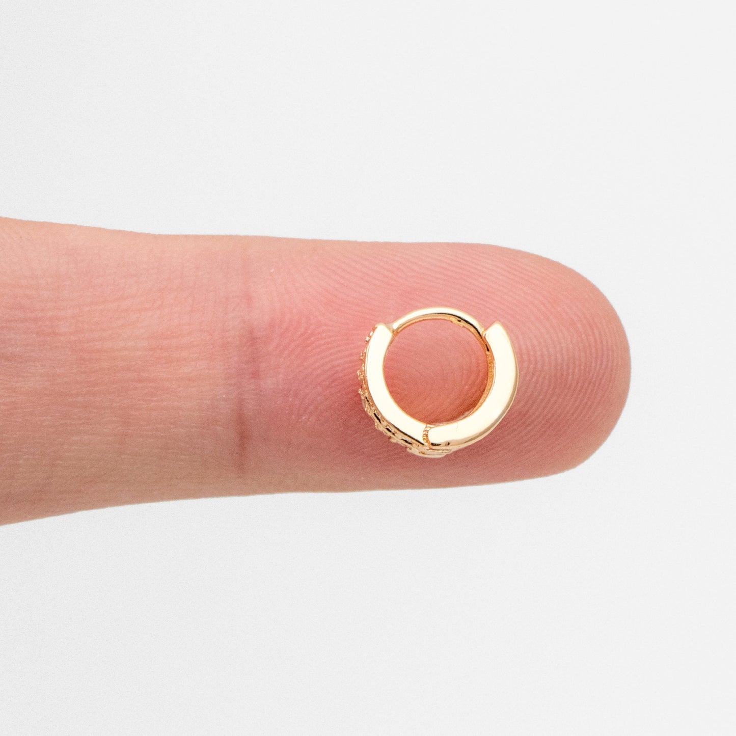 4pcs Gold/ Silver CZ Pave Tiny Double Hoop Earrings, 9mm hoop, Tragus Hoop, Cartilage Hoop, Cartilage Clicker Hoop (GB-3399-F)