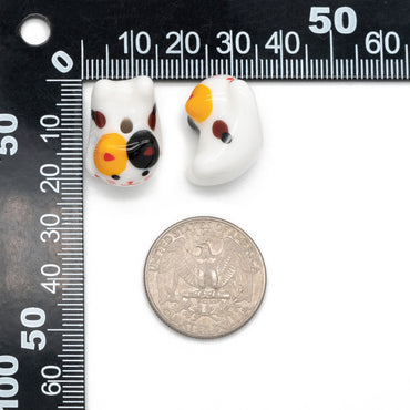 10 beads- Porcelain Lucky Cat beads 20mm, Handmade Ceramic Maneki Neko, Kawaii Animal Beads (TC-171)