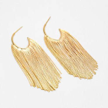 4pcs Chain Tassel Earrings, Long Tassel Stud Earring, Gold Dangling Earrings, Minimalist Earrings (GB-3338)