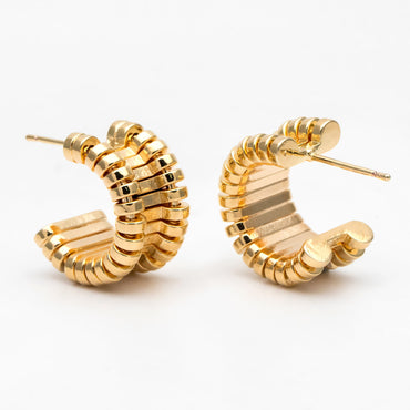 4pcs Gold Round Circle Ear Posts 18mm, Gold plated Brass, Geometric Hoop Stud Earrings (GB-3341)